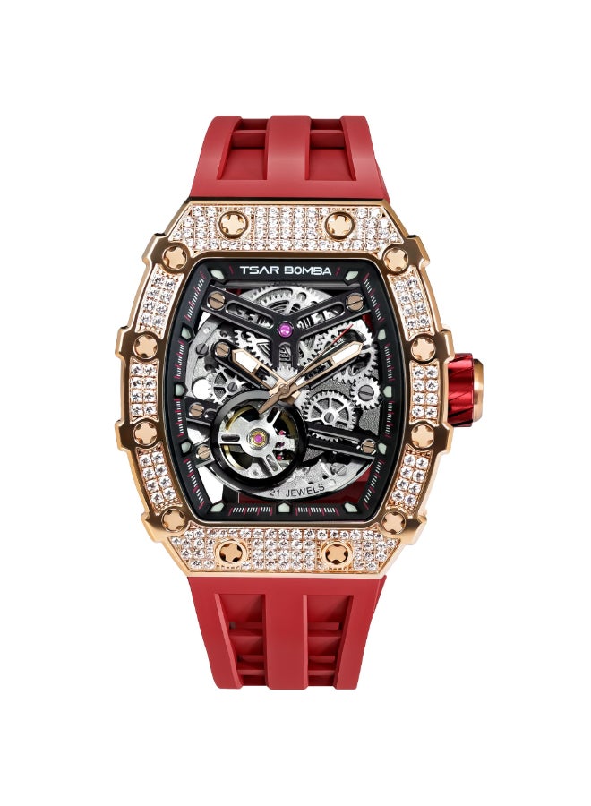 TSAR BOMBA Men's Rubber Automatic Watch TB8208D-12 - 43.5x50.5 mm - Image 3